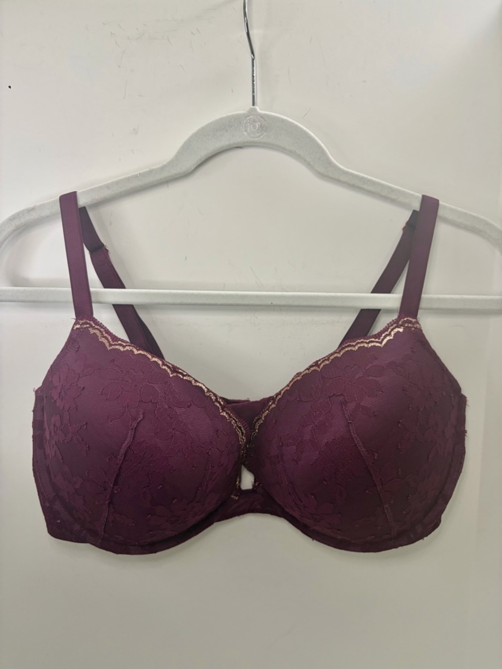 Victoria's Secret Dream Angels Push Up Plum Lace Bra w/ Gold Trim 38DD